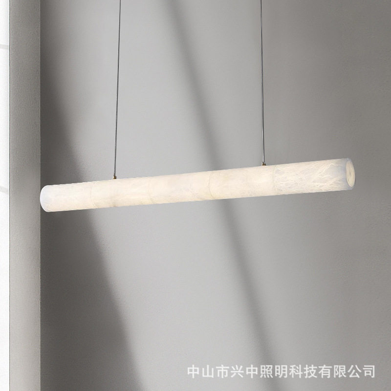 后现代简约全铜云石长条吊灯
