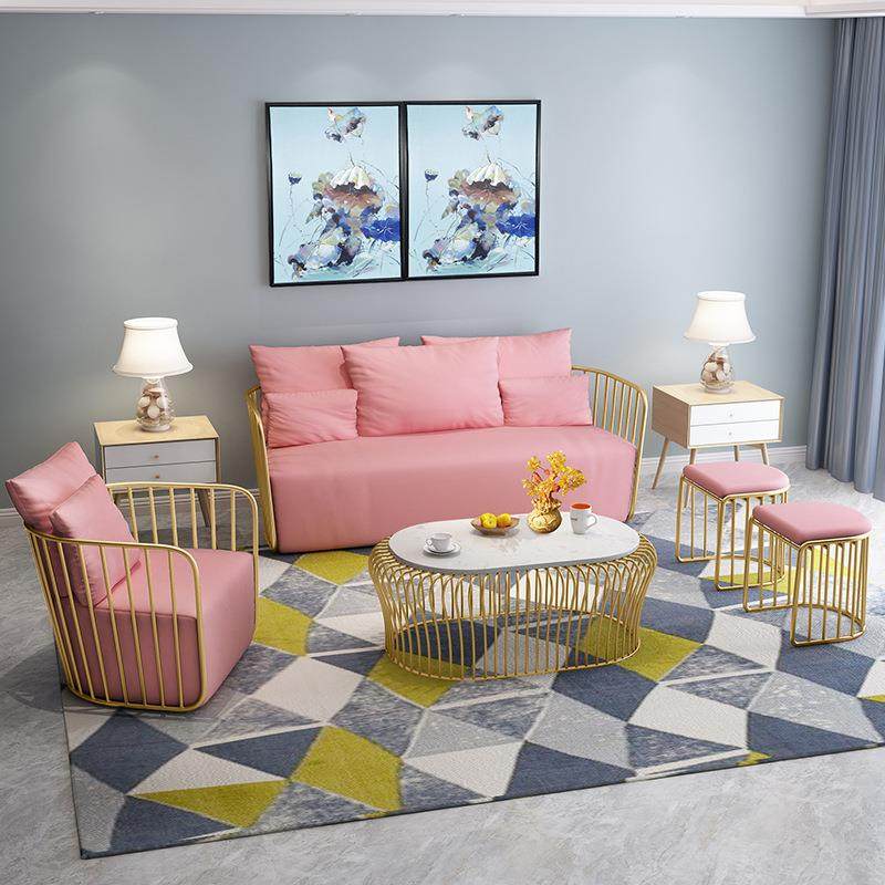 北欧网红卡座沙发组合客厅简约布艺沙发服装店休闲区轻奢沙发