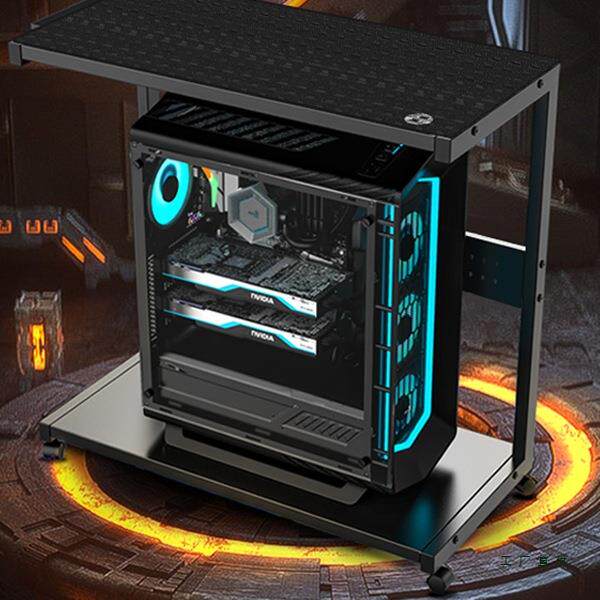 办公桌下打印机置物架落地多层移动收纳铁艺柜电竞房电脑主机托架