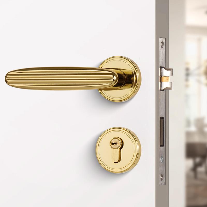 直销铝合金轻奢简约美式静音门锁家用室内实木门把手通用型