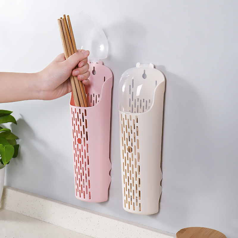 新品筷子筒d家用筷子架带盖壁挂式塑料筷子笼置物架沥水厨房筷子