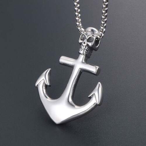 极速Skull ship alnchor Necklace Pendant men cool Navy wind m