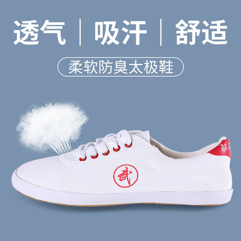 新品太极鞋练功牛筋底 q太极拳 男 女 帆布武术训练运功鞋春夏防