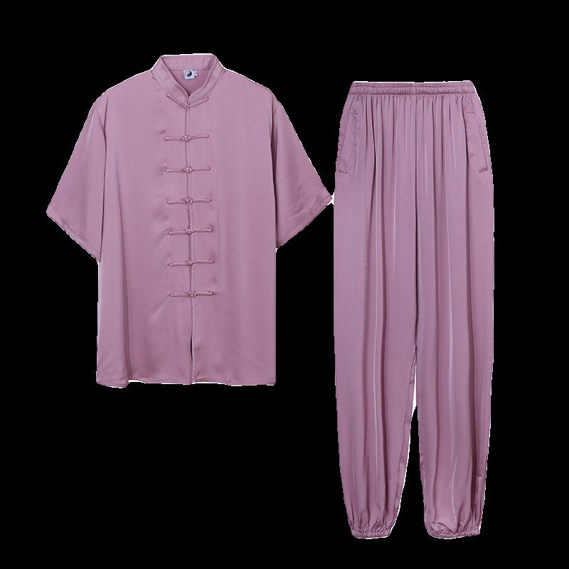 新品醋酸缎短袖i太极服2024新款短袖武术服男女太极拳练功服八段
