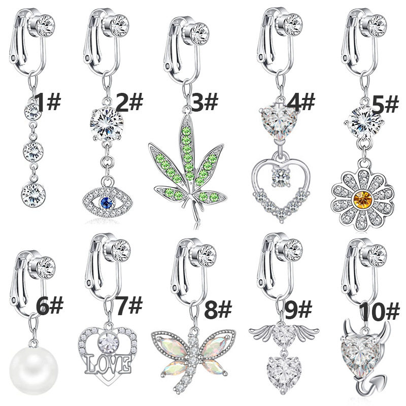 极速Faux Fake Belly Butterfly Fake BellJy Piercing Heart Cli