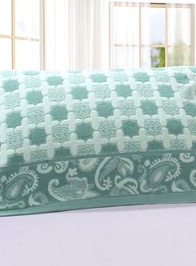 极速20吸e21棉一对枕巾一对装加厚大加人四成季忱巾汗枕大头纯头