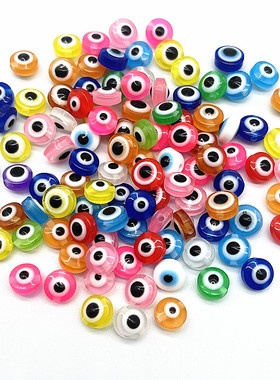 极速Hoat 50pcs/lot 6mm 8mm 10mm Oval Beads Evil Eye Resin Sp
