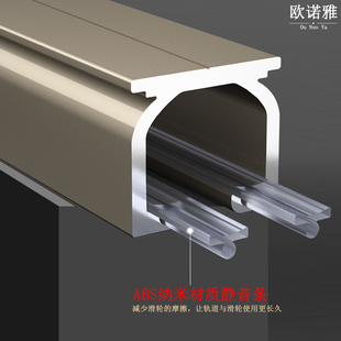 速发特厚铝合金静音窗帘轨道杆滑轨滑轮直轨导轨侧顶装窗帘杆双轨