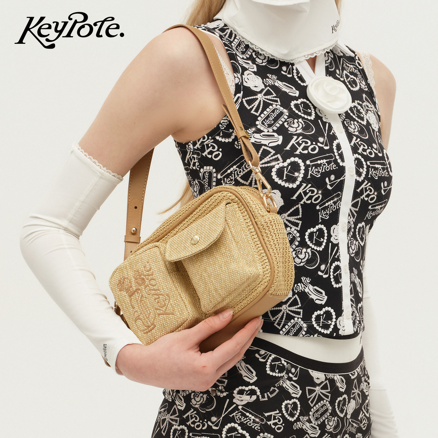 Keypote Golf高尔夫户外运动多功能收纳包美式复古刺绣时尚手提包