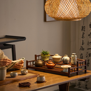 茶杯架子中式小型博古架茶具茶壶茶桌桌面摆件复古置物架展示架