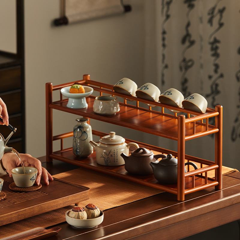 古色古香晾杯架会客室茶桌置物架