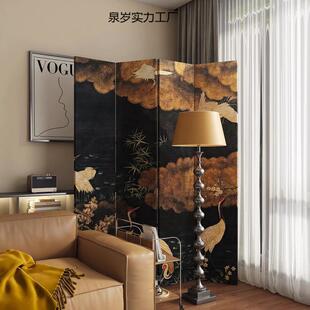 屏风隔断客厅可移动折叠现代简约入户遮挡办公室高端仙鹤双面折屏