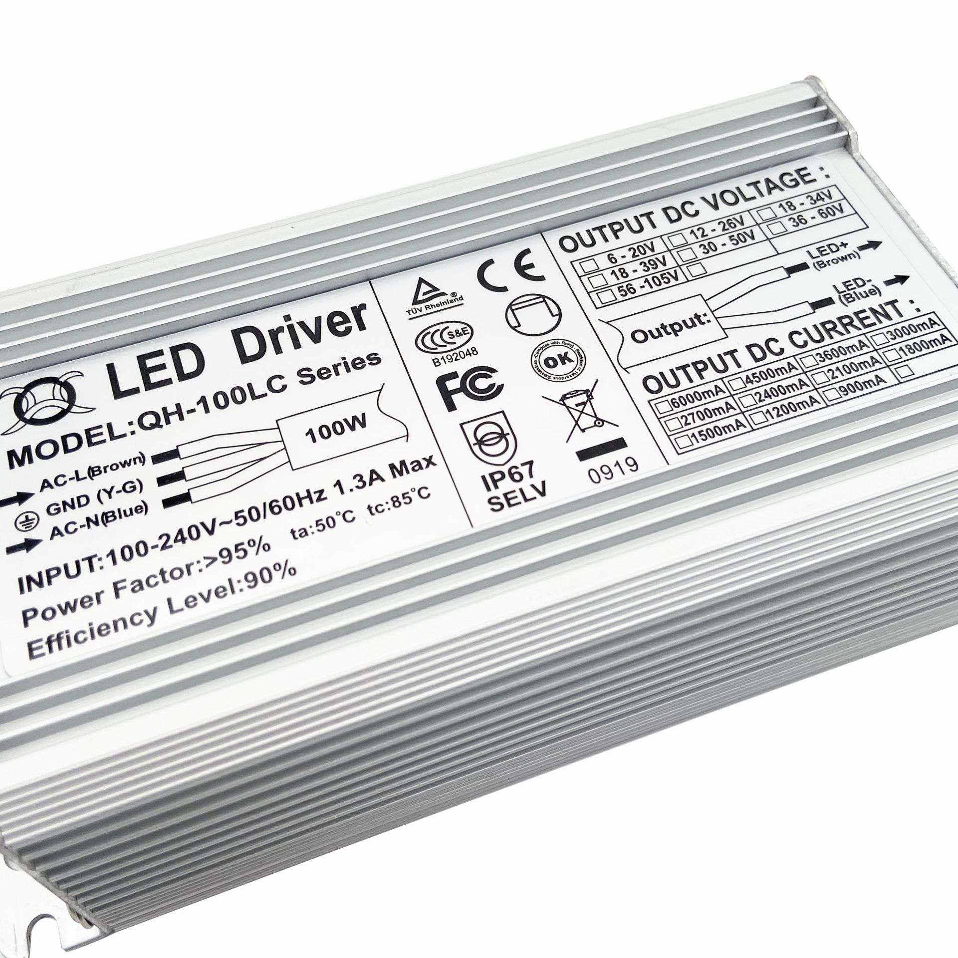 TUV过CE认证IP67防水电源80W90W100W路灯投光灯隧道灯LED驱动电源