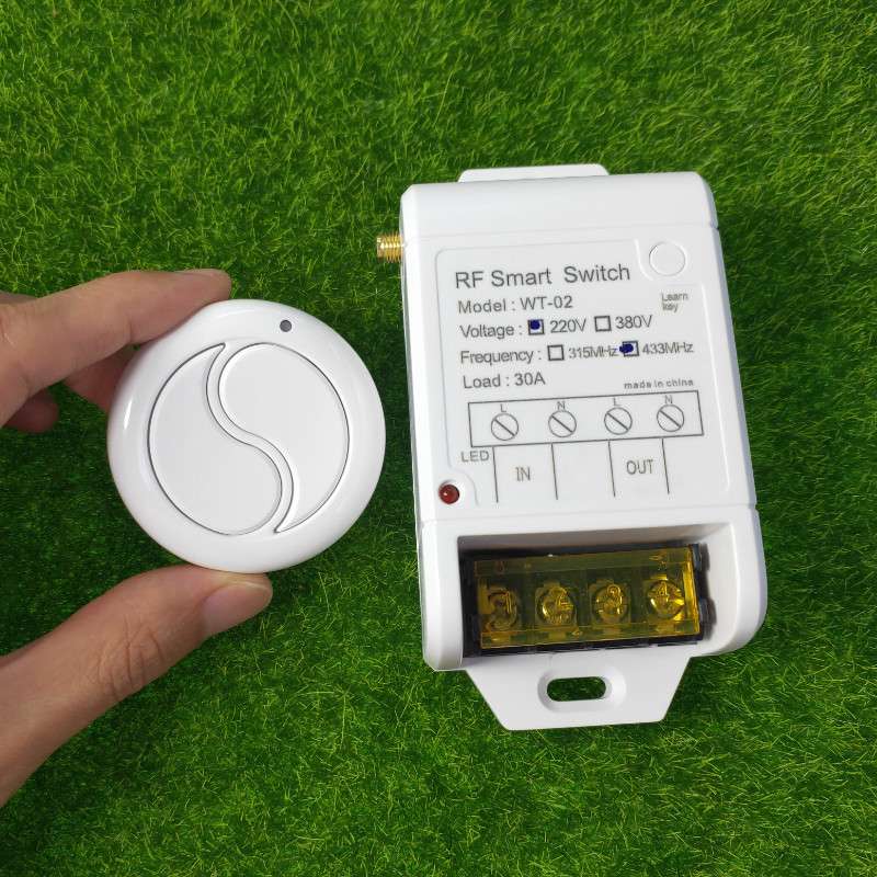 随意贴圆型2键按钮遥控220V一路大功率30A水泵大棚抽水机控制开关
