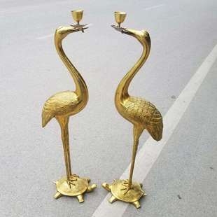 大号铜乌龟仙鹤蜡台酥油灯乌龟酒杯蜡台灯台鹤台乌龟铜器摆件