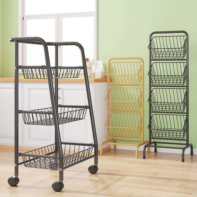 蔬菜置物架厨房架子落地免打孔桌面收纳多层蔬菜水果家用小推车