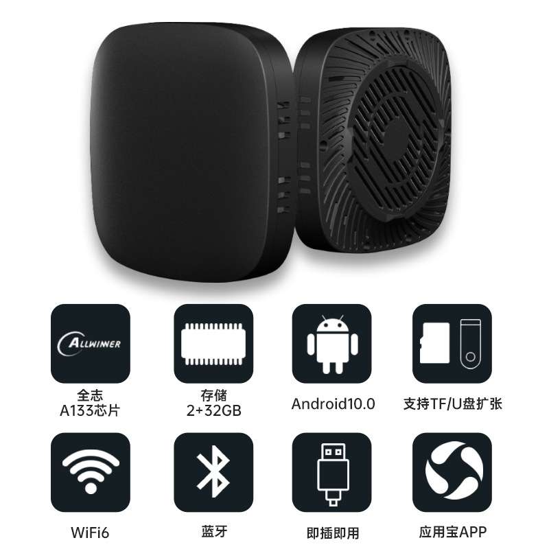 跨境无线Carplay盒子安卓系统车机互联转换盒AIBOX车载无线盒子