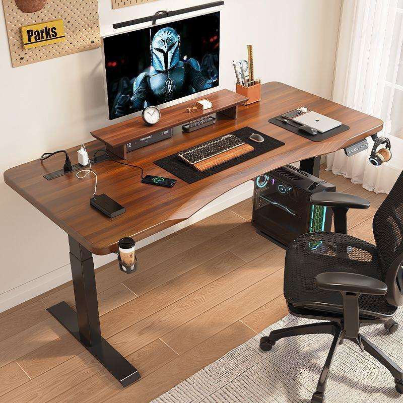 实木电动升降桌电脑桌书桌学生家用办公桌电竞桌可升降桌子工作台