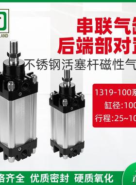 ISO-VDMA标准1319-100系列后端部对置串联气缸 不锈钢活塞杆磁性