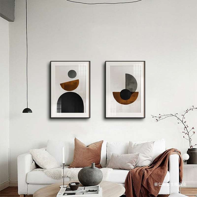 情绪 北欧客厅装饰画简约人物书房挂画复古黑白抽象创意组合壁画图片