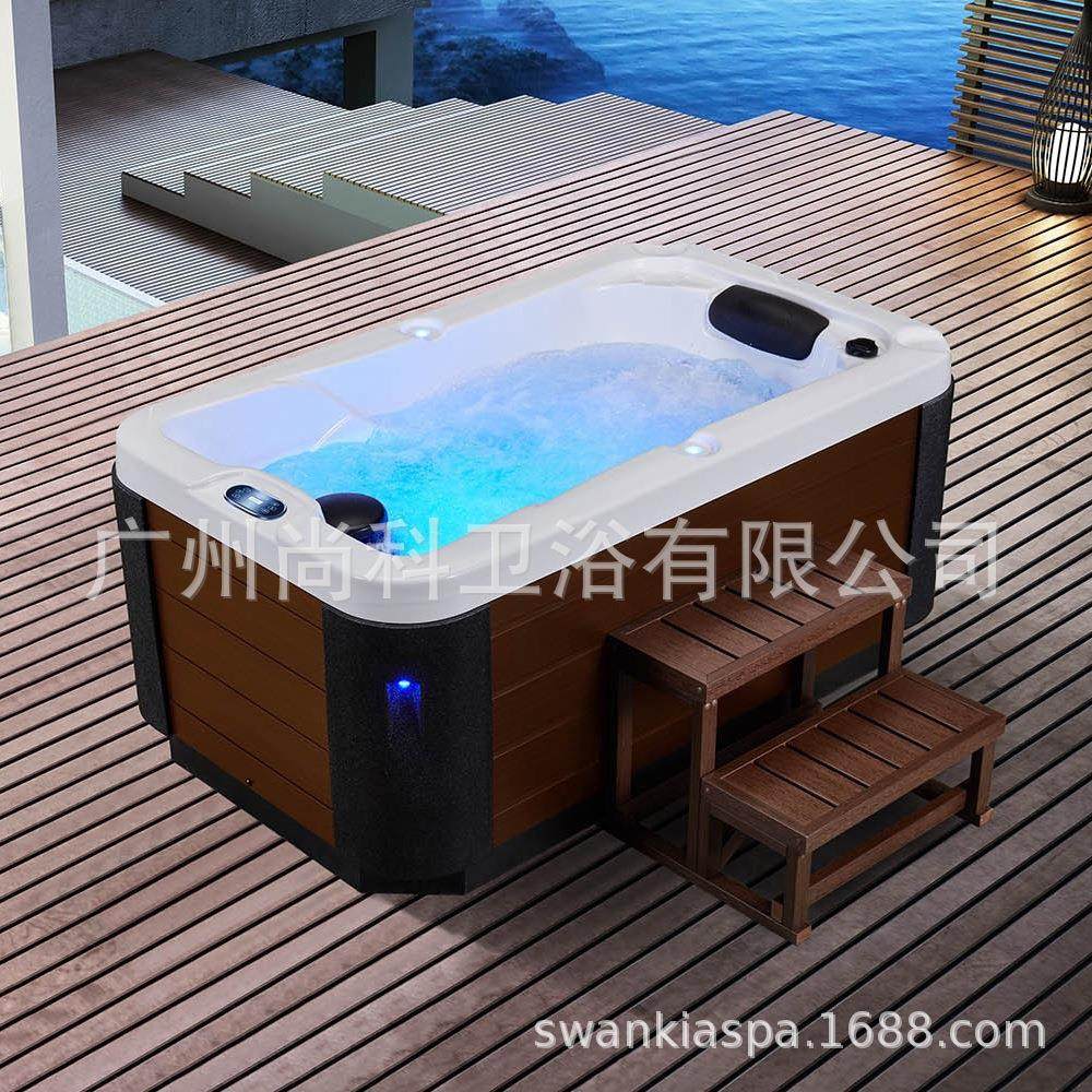 户外单人家用按摩浴缸豪华恒温独立式亚克力温泉泡池spa冲浪浴池