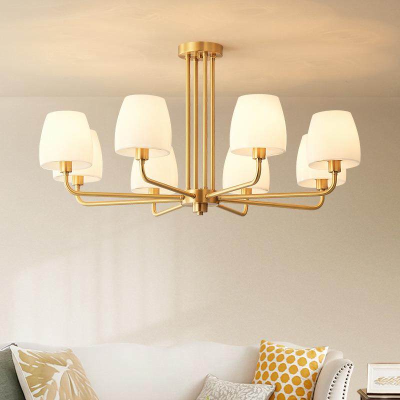 美式乡村全铜客厅吊灯简美北欧大厅主灯卧室法式复古轻奢大气灯具