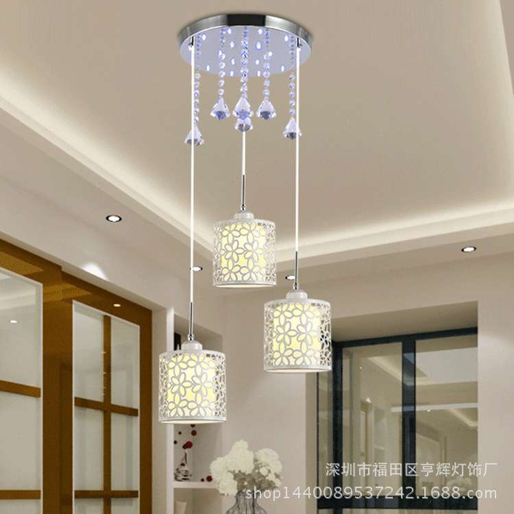 现代简约客厅餐厅灯LED吊灯创意三头餐吊灯个性吧台饭厅灯圆形