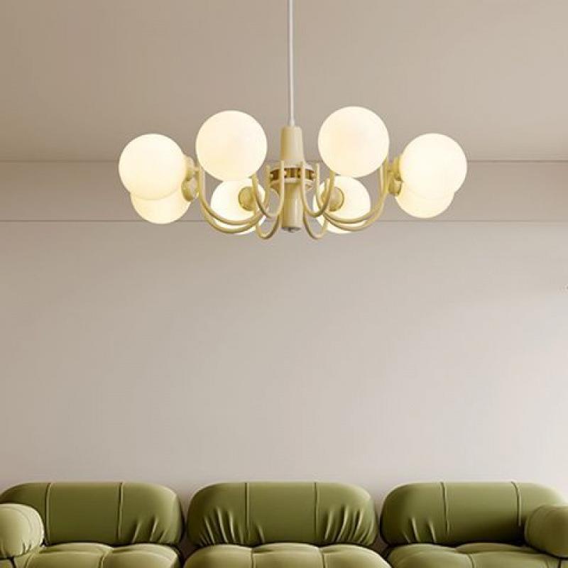 奶油风卧室吊灯设计师vintage中古魔豆灯法式圆球民宿客厅吊灯具