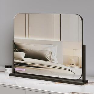 化妆直播专用镜子台式大号高清桌面欧式方形旋转卧室梳妆镜不带灯