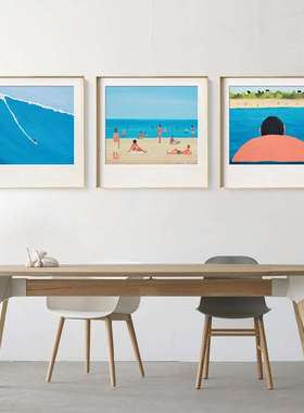 蓝色大海风景装饰画北欧风格清新客厅餐厅挂画壁画海上冲浪艺术画