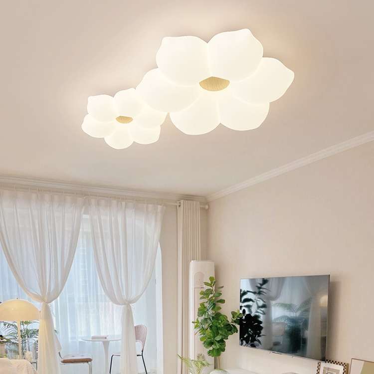 跨境客厅灯吸顶灯现代简约客厅主灯新款奶油风花朵极简餐厅卧室灯