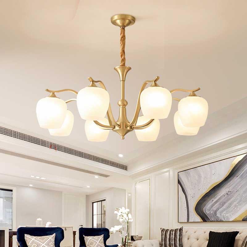 客厅吊灯美式轻奢复古卧室餐厅主灯现代简约全铜主卧大气法式灯具