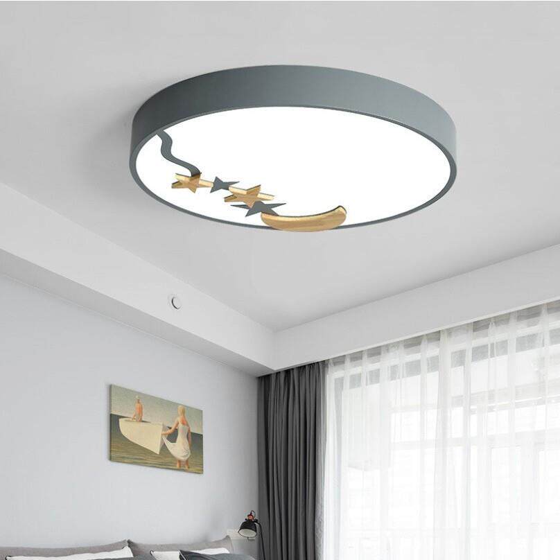 中山工厂直销极简高档北欧创意卧室原木星星吸顶灯个性设计师样板