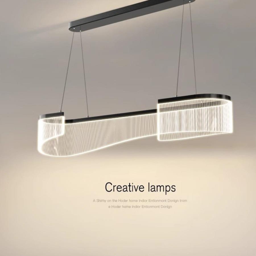 简约透亮时尚美居个性餐桌上的灯长形条纹灯清爽大气家装吧台灯具