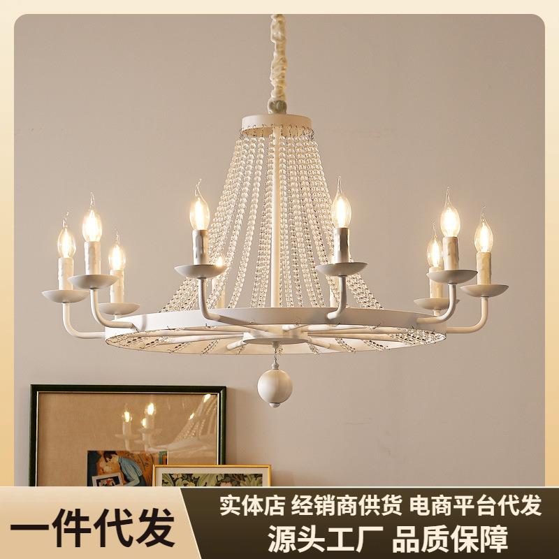 法式轻奢水晶客厅吊灯美式乡村简约蜡烛灯创意餐厅灯具2024年新款