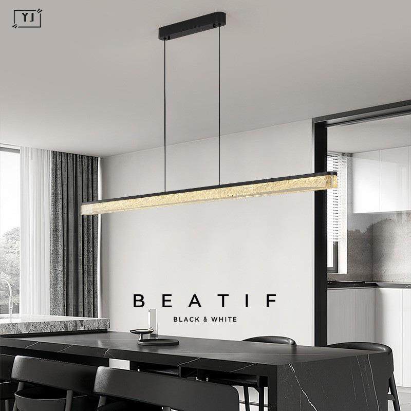 亮奢意式极简餐厅一字吊灯轻奢现代简约吧台设计师led高端树脂灯