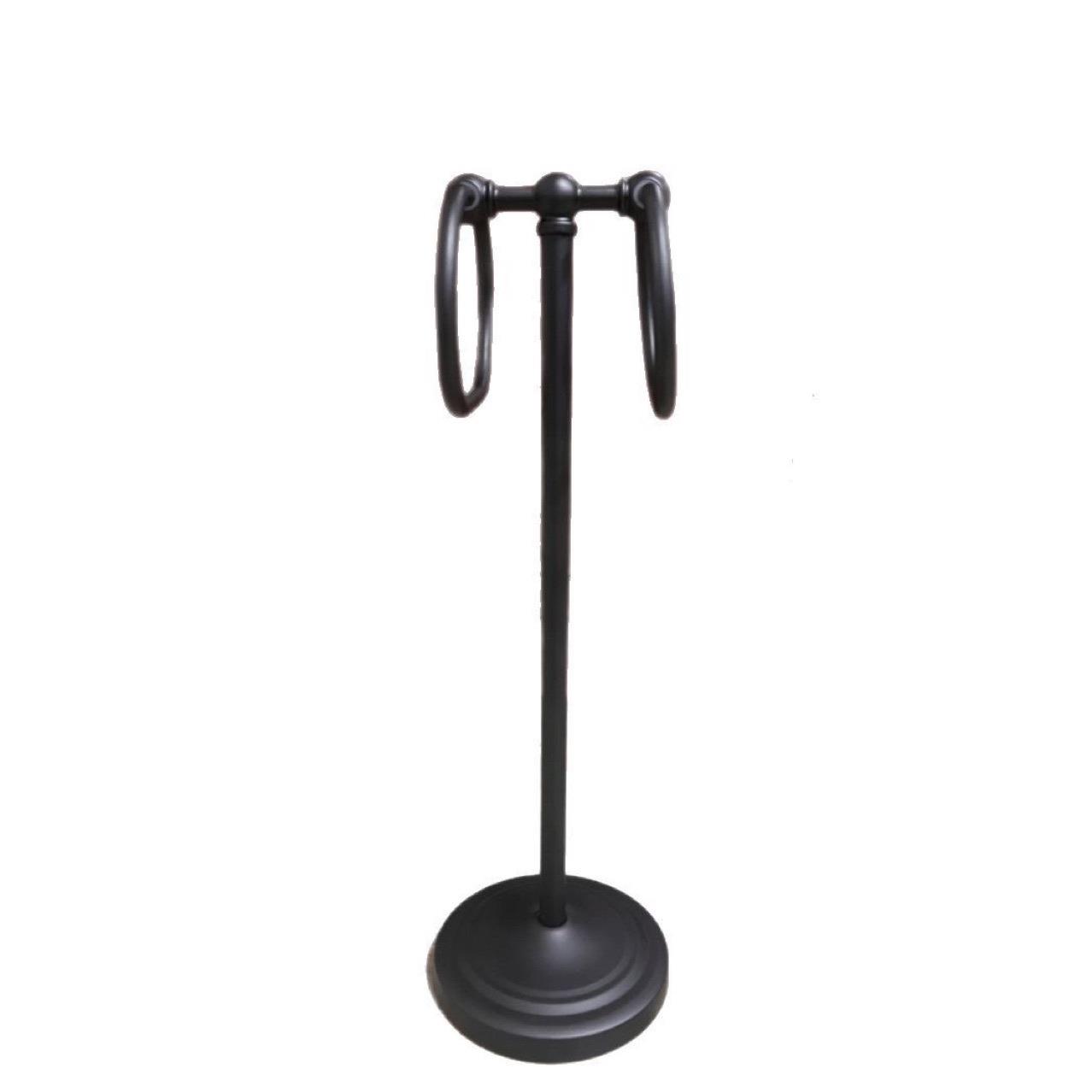 跨境浴室立式毛巾架落地式免打孔不锈钢浴巾收纳架双环酒店置物架