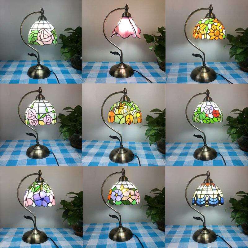 蒂凡尼灯地中海田园简约温馨小夜灯床头吧台客房酒店台灯桌灯