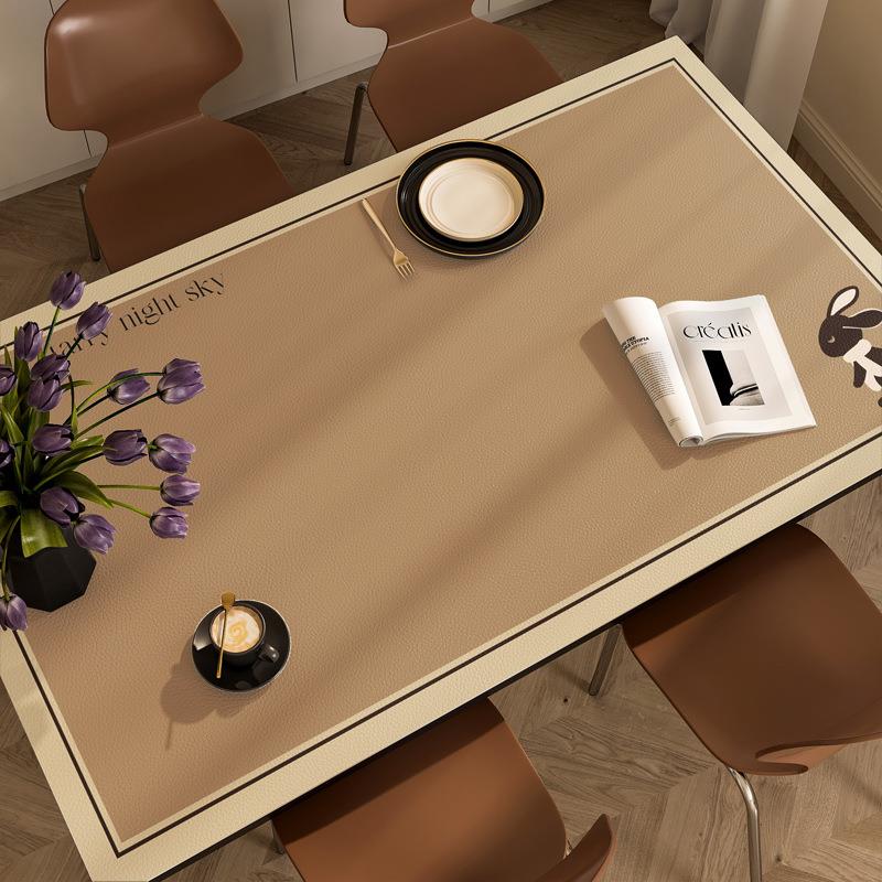 轻奢高级感餐桌垫防水防油免洗皮革桌布奶油风茶几桌垫厂家直供