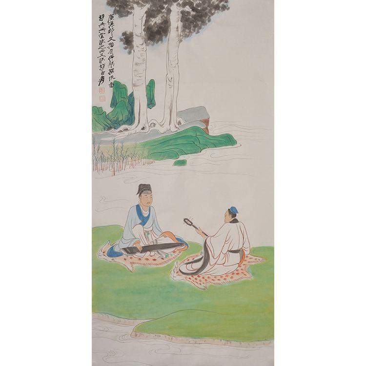 名家张大千纯手绘装饰画国画水墨画人物画书房画壁画山水画中式