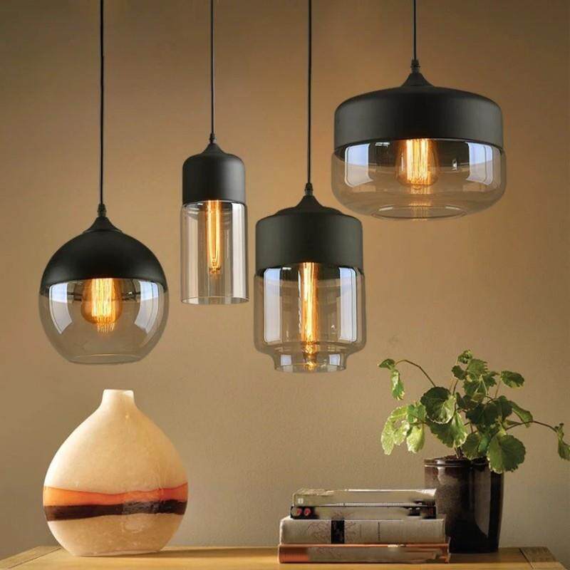 跨境工业风loft餐厅黑色琥珀玻璃吊灯 个性复古艺术创意酒吧灯具