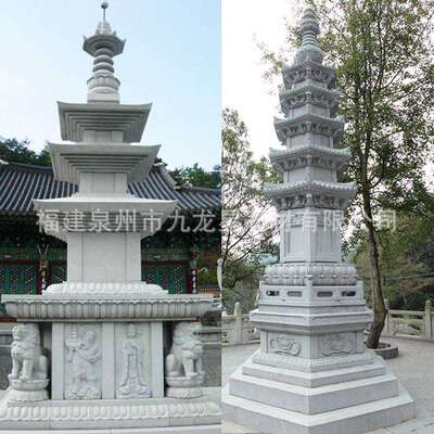 定 制石雕佛塔经幢舍利塔芝麻白花岗岩景观寺院公园小石塔文昌塔