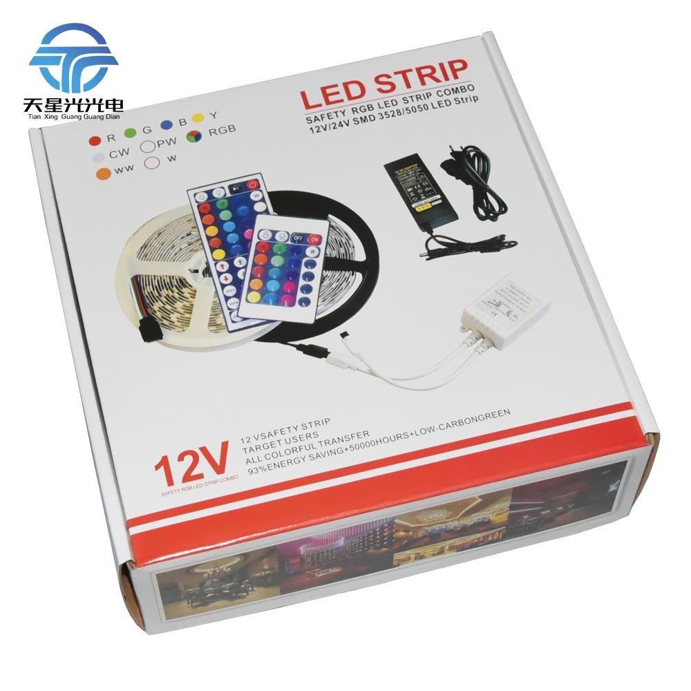 5050RGB套装 LED七彩灯条12V60灯 裸板滴胶防水灯带套装 工厂直销