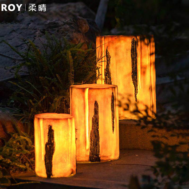 太阳能仿真树桩灯网红户外防水公园草坪装饰灯庭院景观发光木桩灯