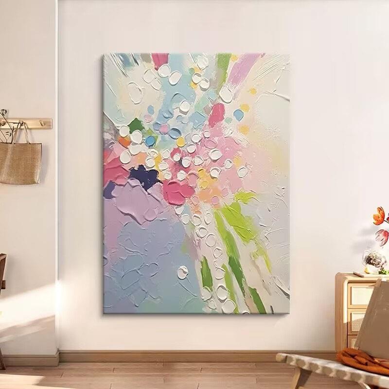 手绘油画抽象立体肌理客厅玄关装饰画多巴胺彩色丙烯酒店民宿挂墙