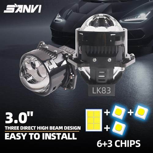 跨境热销SANVI LK83 80W 3寸大功率三直射LED双光透镜大灯前照灯