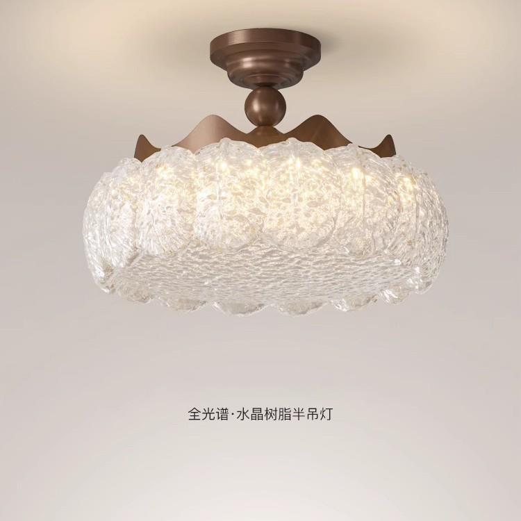 中古风水晶树脂卧室灯简约轻奢全光谱护眼灯大气高端吸顶灯半吊灯