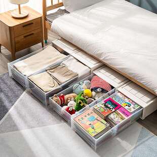 床底收纳箱抽屉式家用塑料扁平床下衣服被子整理箱透明衣物收纳盒