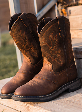 PALITUTU新款刺绣工作靴马靴骑行鞋男骑士靴潮流工作靴牛仔靴子