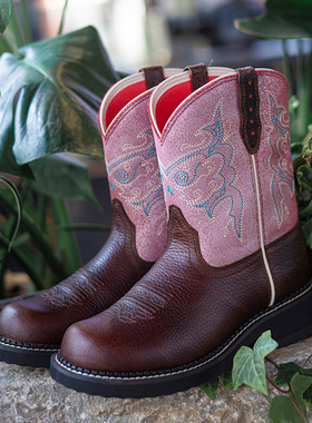 Palitutu真皮刺绣复古童靴西部牛仔靴厚底靴骑士短靴马丁靴短筒靴